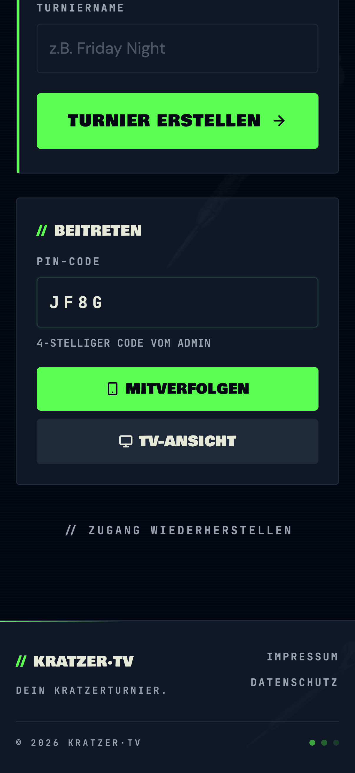 TV-Ansicht mit Eingabe des 4-stelligen PIN-Codes
